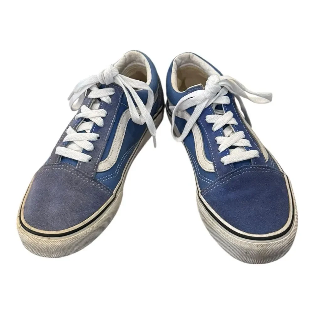 Vans Old Skool Classic Blue White Suede Canvas Low-Top Sneakers 7